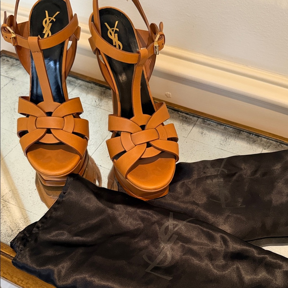 Yves Saint Laurent Women's tribute platform Leather sandals